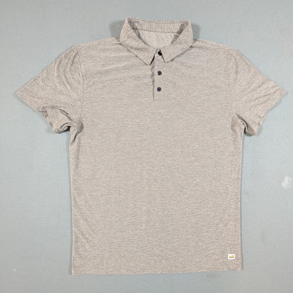 Vuori Strato Tech Polo Mens Medium Heathered Grey Performance Short Sleeve Shirt